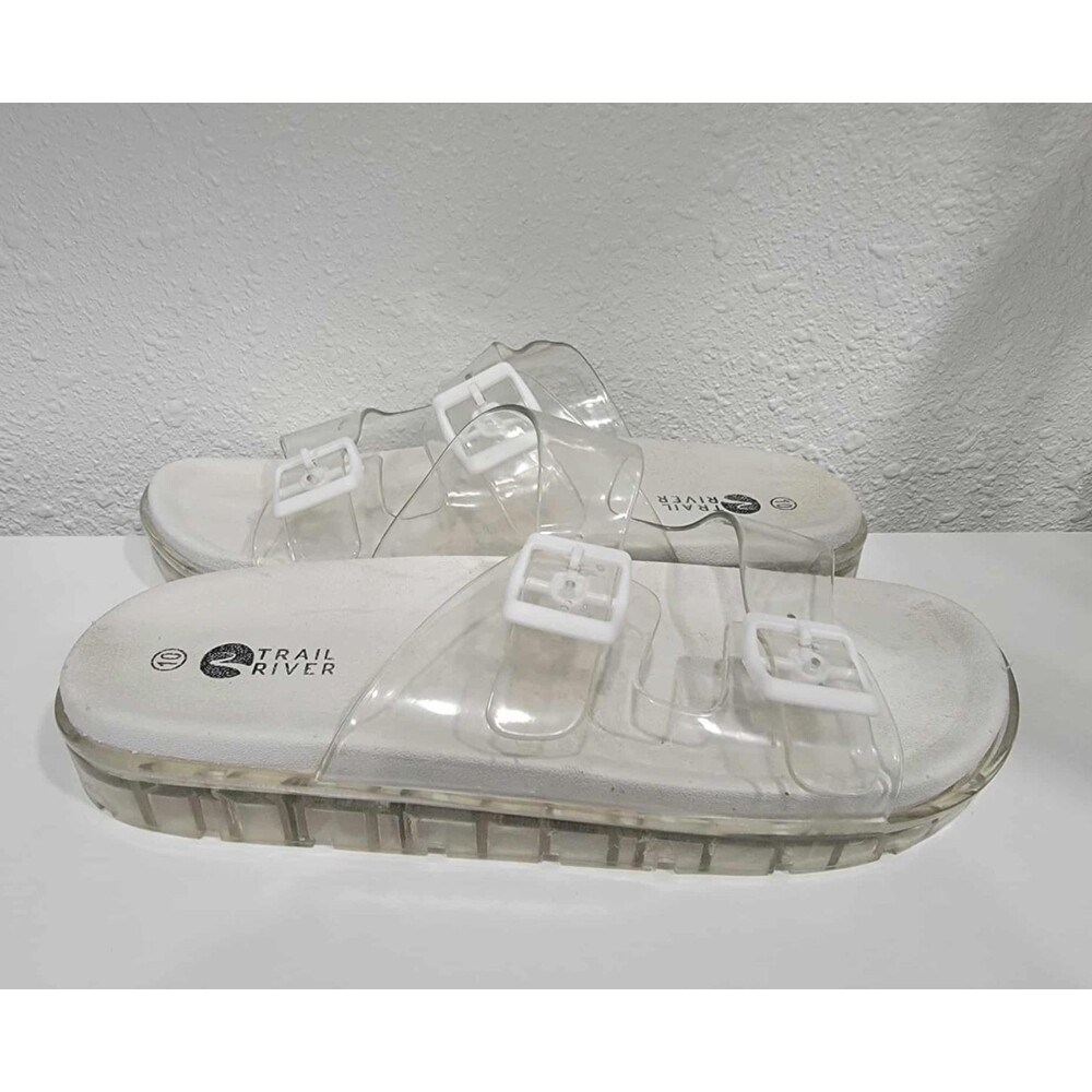Vintage Y2K Trial River Clear Platform Slide Sandals 1.5 inch Womens 10